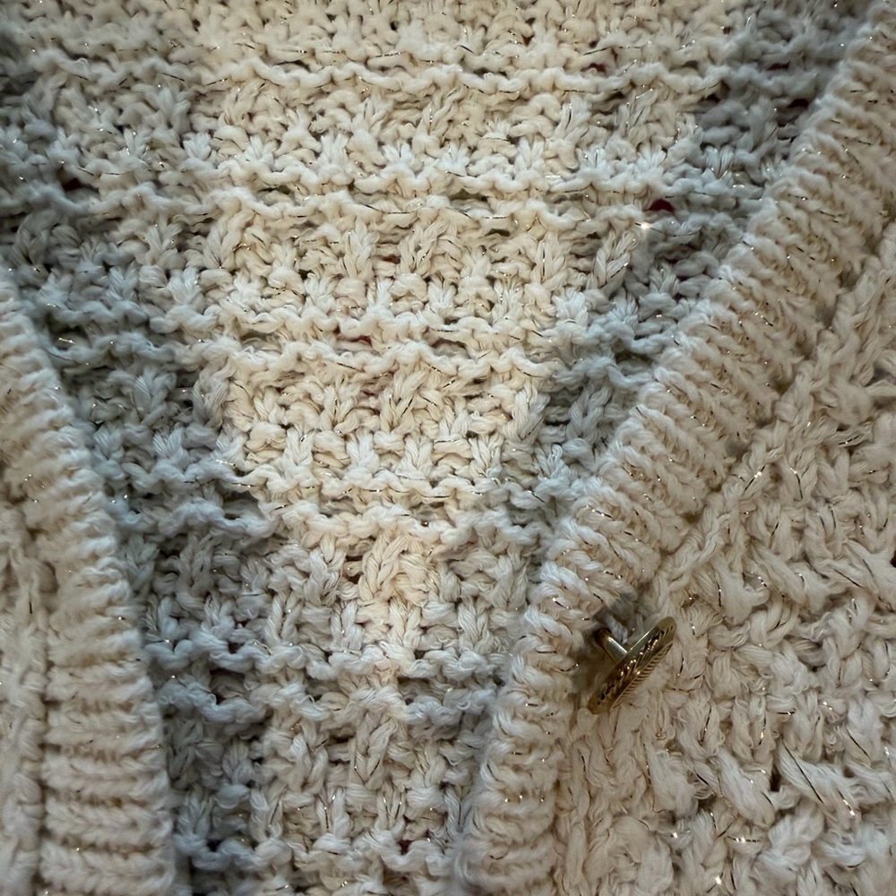 Cream Textured Button Front Cardigan - Picture 3 of 4